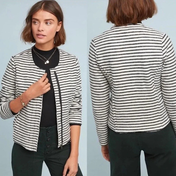 Dolan Anthropologie Left Coast Collection brushed fleece Striped Jacket Size M - Picture 3 of 10
